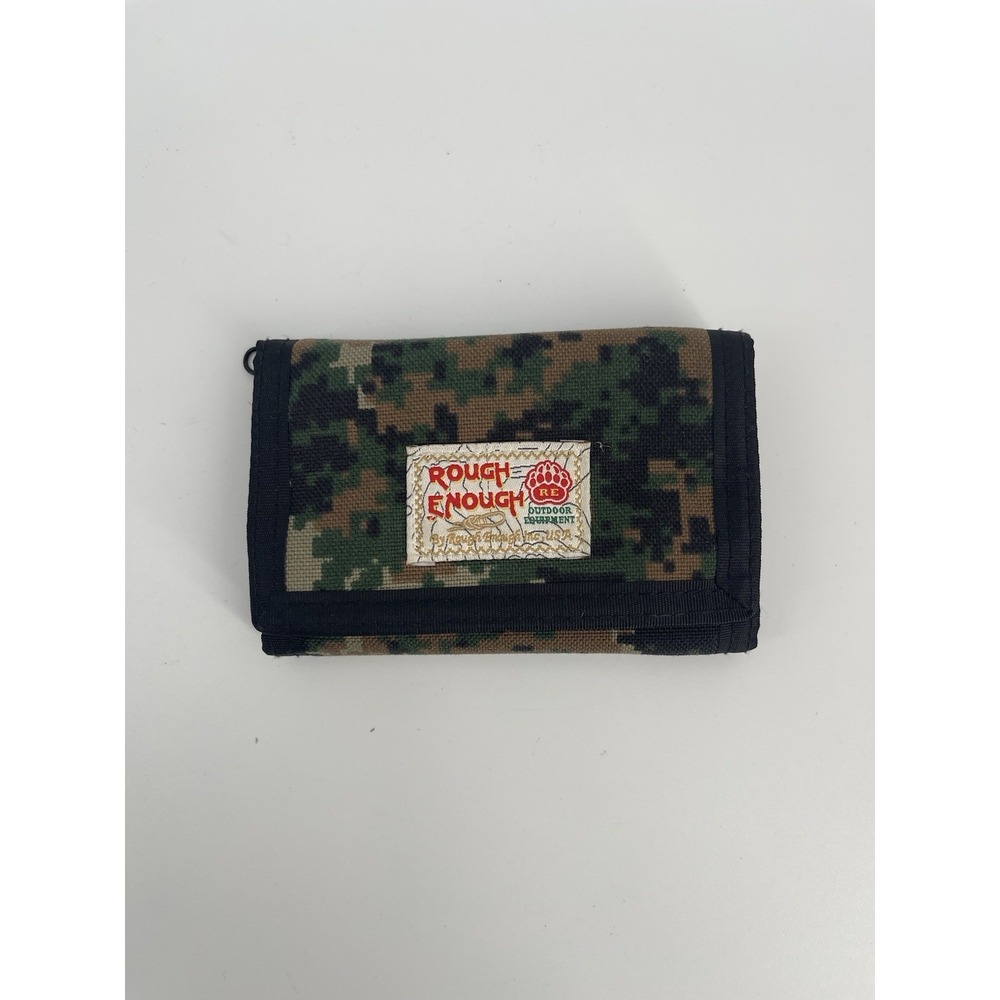 Rough Enough Camo Trifold Wallet Cordura Fabric USA Flag Outdoor Tactical Wallet